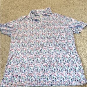 Tailorbyrd Blue Pink Print Polo Large Golf SpF 30